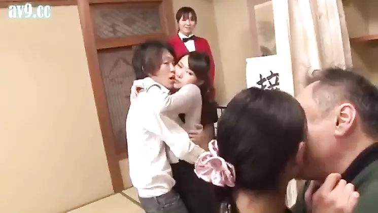 Watch as Japanese wife swapping game goes wild with hot action