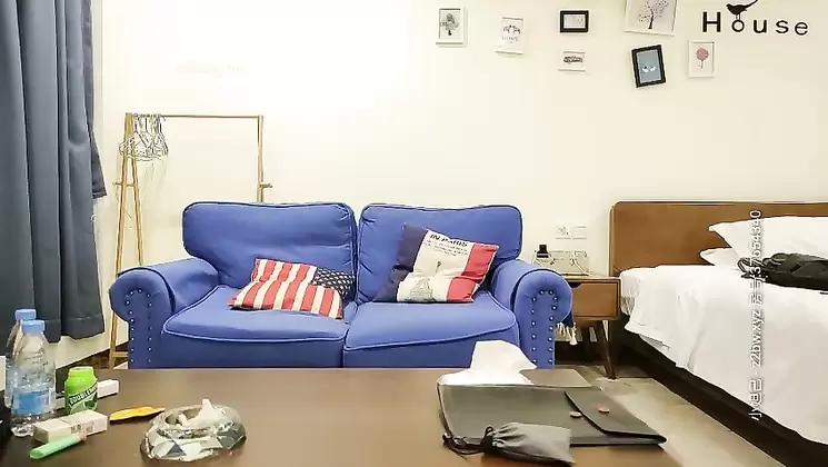 Tender young woman flirting on sofa