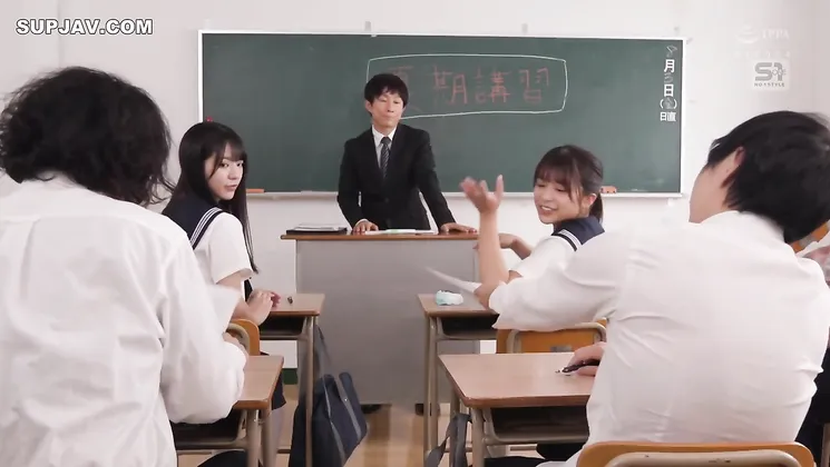 Japanese babes share a cock in a wild threesome with a hot brunette