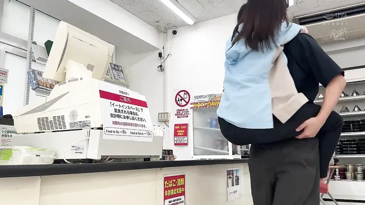 Horny worker from a kinky store secretly meets up with her GF and gives erotic service to make them cum